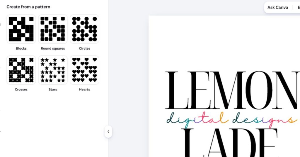 Once you open the app, choose a shape or pattern to make up your QR code.