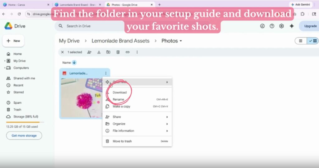 Step 6: Find the photos folder in your setup guide and download your favorite shots.