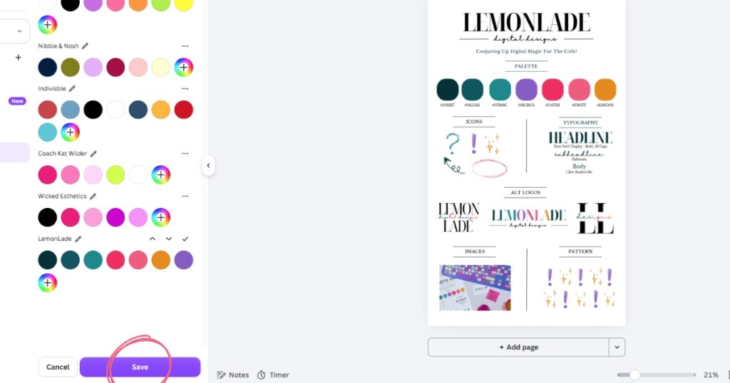 Step 4: Once all your colors are added hit save.