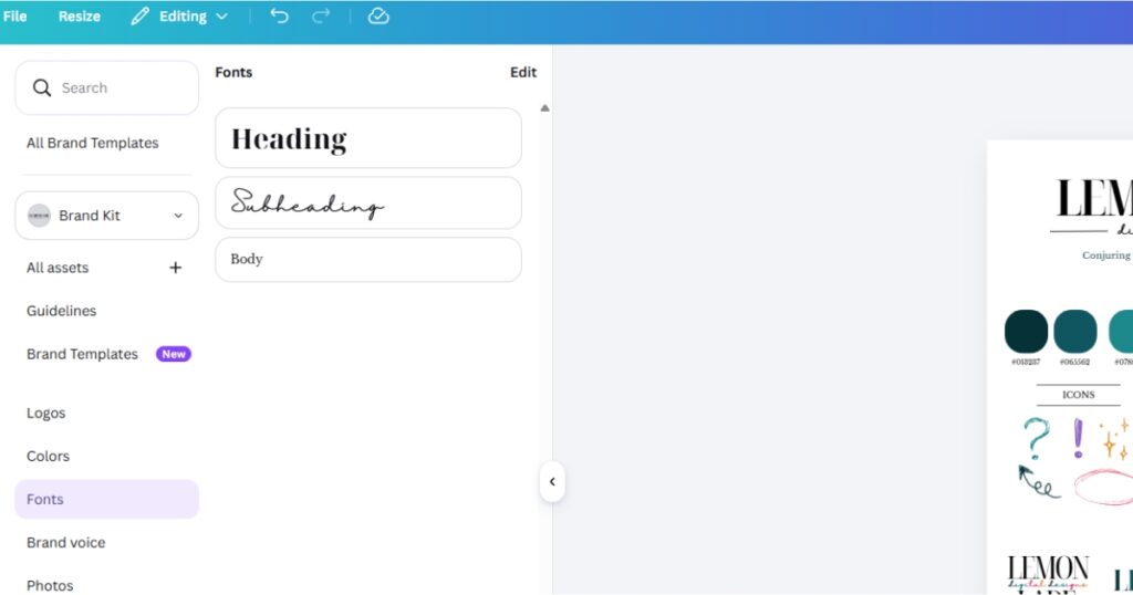 Step 5: set up your signature font styles and hit save.