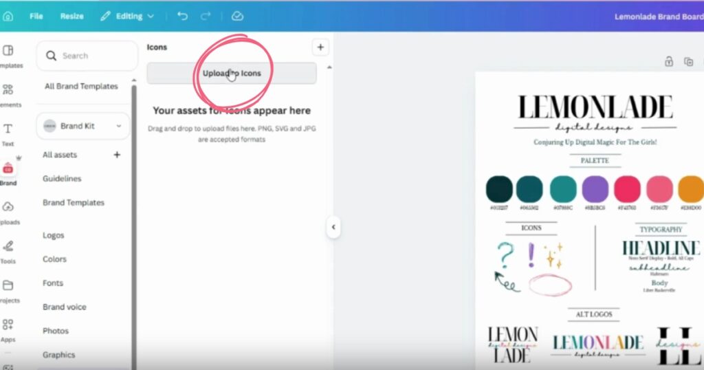Step 7: then click 'Upload to Icons'. 
