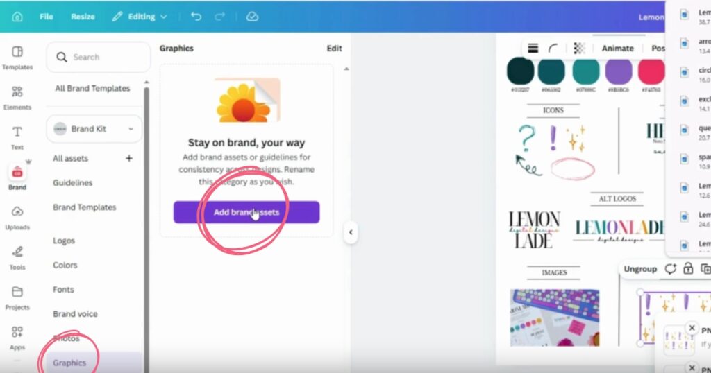 Step 8: Click 'Add brand assets,'