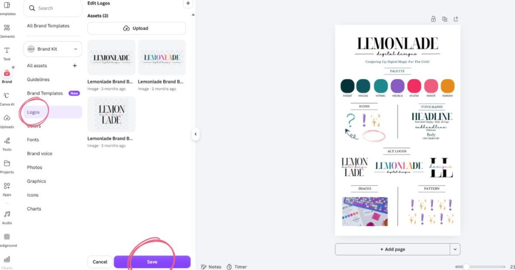 Step 3: Once all logos are added hit save.