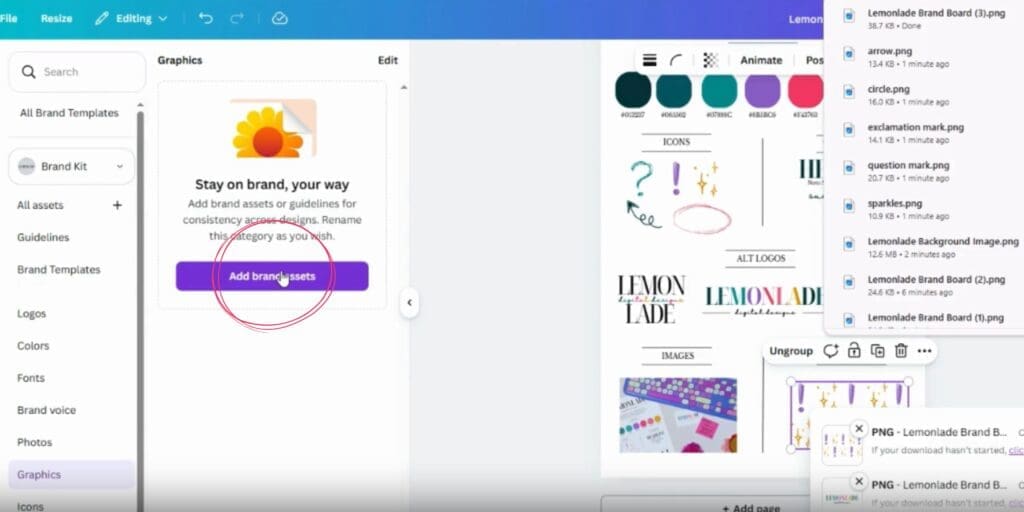 Step 8: Click 'Add brand assets,'