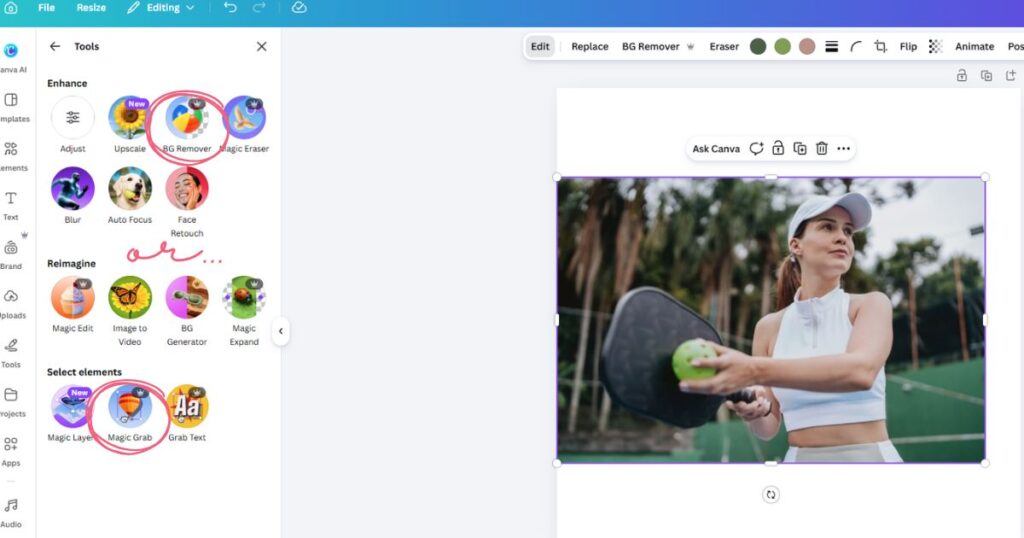 Now, select Background Remover. This is our preferred spell because it gives the easiest results. You can also use Magic Grab if it is a more complex image.